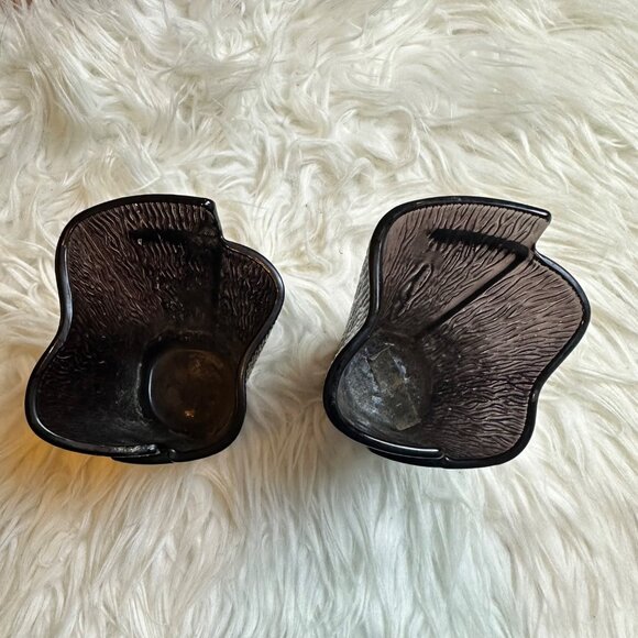 Vintage PartyLite Candle Votives Set Purple Glass 2PC Grunge Goth Art Deco - Picture 5 of 10